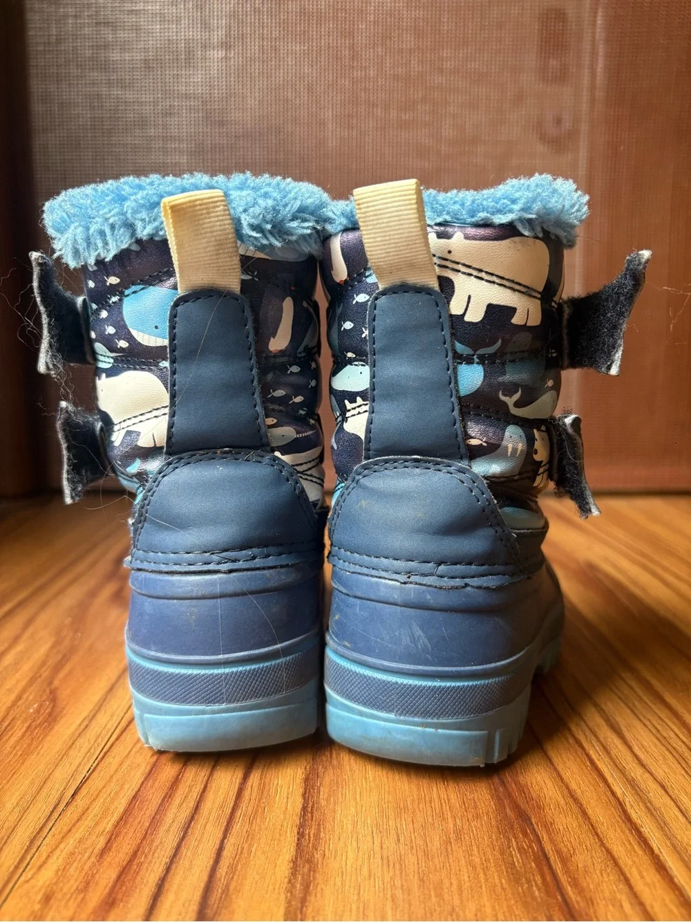 Dream Pairs Blue Kids Snow Boots with Ocean Animal Print
